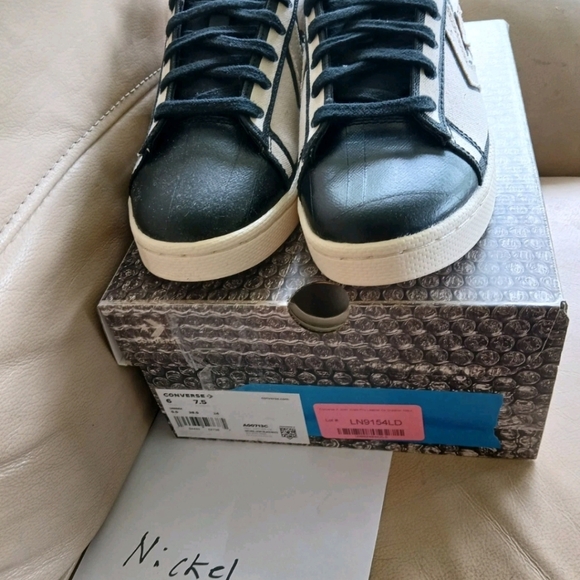 Converse x Joshua Vides Pro Leather OX Natural Ivory Black White Men's A00713C - Picture 5 of 7